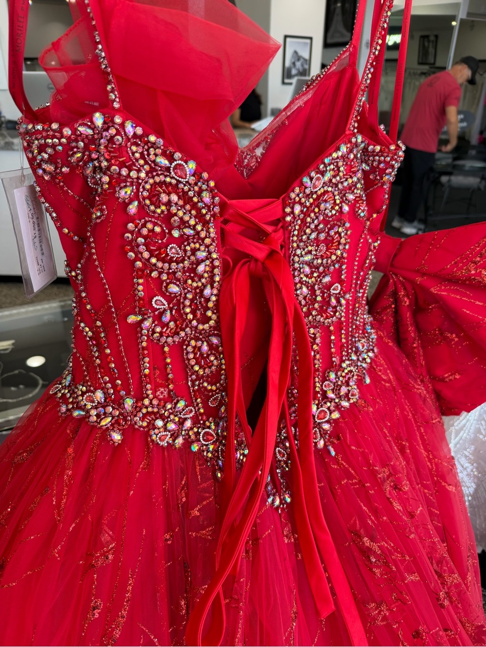 Mori Lee Red Beaded Ball Gown - Picture 6 of 6